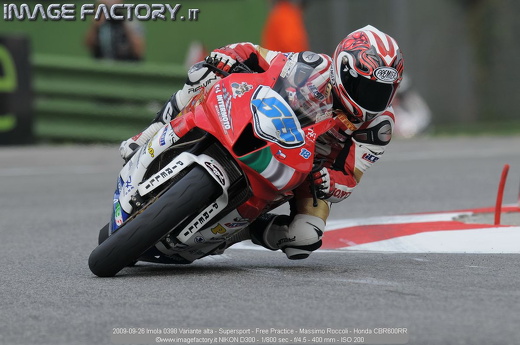 2009-09-26 Imola 0398 Variante alta - Supersport - Free Practice - Massimo Roccoli - Honda CBR600RR